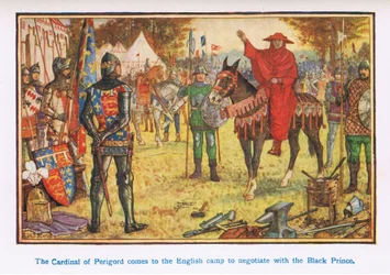 The Cardinal of Perigord comes to the English camp to negotiate with the Black Prince